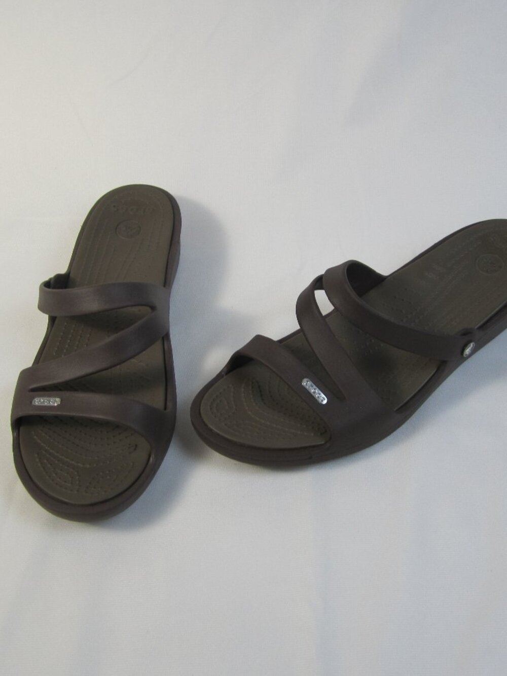CROCS Brown Strappy Sandals Wedges - Womens Shoes Size 12